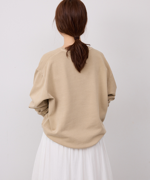 SLOBE IENA（スローブイエナ）の「フラッフィーテリービンテージロゴ ロングスリーブ TEE（スウェット・レディース・ベージュ/イエロー・FREE）」の7枚目の写真