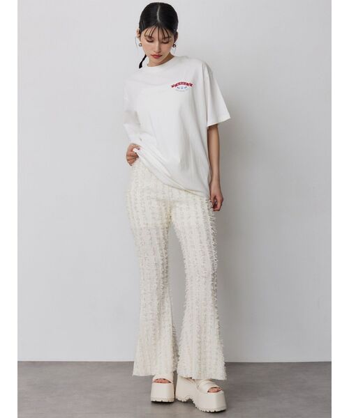 MURUA（ムルーア）の「フリンジフレアパンツ（その他パンツ・レディース・ホワイト/ブラック・FREE）」の3枚目の写真