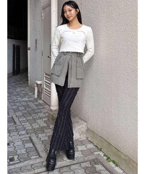 MURUA（ムルーア）の「フリンジフレアパンツ（その他パンツ・レディース・ホワイト/ブラック・FREE）」の13枚目の写真