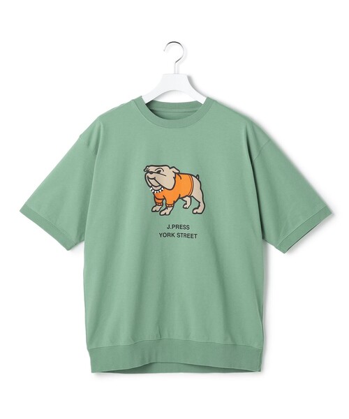 J.PRESS YORK STREET(ジェイプレスヨークストリート)の「【UNISEX】ブルドックプリント クルーネック Tシャツ(Tシャツ/カットソー・メンズ・ベージュ系/ホワイト系/グレー系/ライトグリーン系/ネイビー系・SMALL/MEDIUM/LARGE)」の4枚目の写真