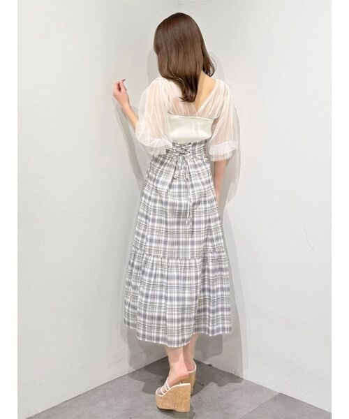 MERCURYDUO（マーキュリーデュオ）の「チュールギャザー使いニット（ニット/セーター・レディース・ベビーピンク/ブラック/オフホワイト・FREE）」の14枚目の写真