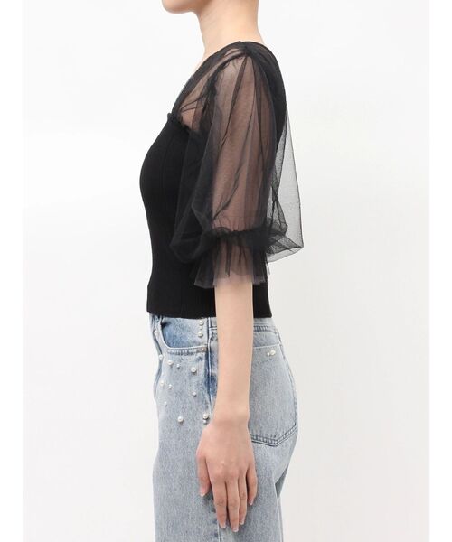 MERCURYDUO（マーキュリーデュオ）の「チュールギャザー使いニット（ニット/セーター・レディース・ベビーピンク/ブラック/オフホワイト・FREE）」の17枚目の写真