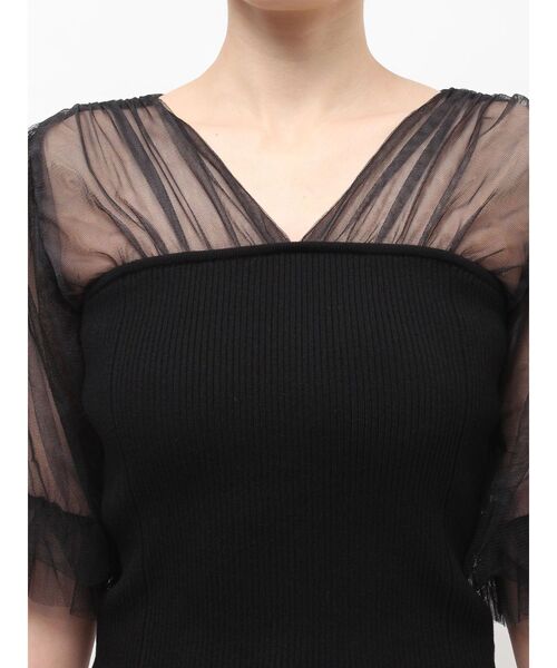 MERCURYDUO（マーキュリーデュオ）の「チュールギャザー使いニット（ニット/セーター・レディース・ベビーピンク/ブラック/オフホワイト・FREE）」の19枚目の写真