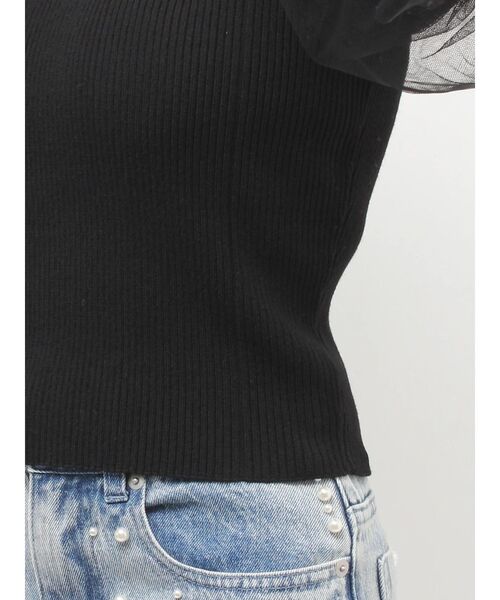 MERCURYDUO（マーキュリーデュオ）の「チュールギャザー使いニット（ニット/セーター・レディース・ベビーピンク/ブラック/オフホワイト・FREE）」の21枚目の写真