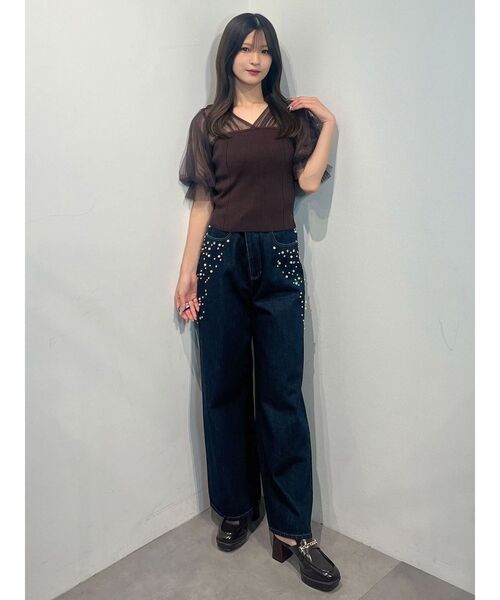 MERCURYDUO(マーキュリーデュオ)の「チュールギャザー使いニット(ニット/セーター・レディース・ベビーピンク/ブラック/オフホワイト・FREE)」の19枚目の写真