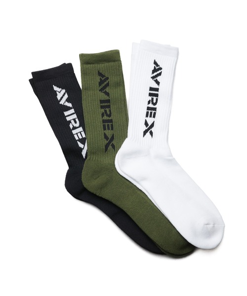 AVIREX（アヴィレックス）の「【AVIREX】Standard Logo Jacquard 3P Socks（ソックス/靴下・メンズ・その他・25-27）」の2枚目の写真