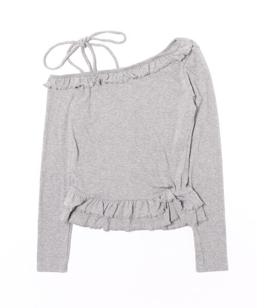 Sibra(シブラ)の「アシメネック肩見せ フリル&リボン長袖Tシャツ(Tシャツ/カットソー・レディース・ホワイト/ピンク/ブルー/グレー・M)」の10枚目の写真