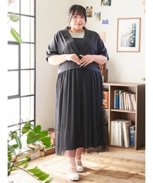 【大きいサイズ】【Kannaコラボ】[SET]ジャケット×チュールジャンスカアンサンブル