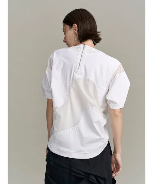 UN3D.（アンスリード）の「SHEER DOCKING T SHIRT / シアードッキングTシャツ（Tシャツ/カットソー・レディース・ブラック/ホワイト・FREE）」の4枚目の写真