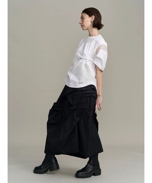 UN3D.（アンスリード）の「SHEER DOCKING T SHIRT / シアードッキングTシャツ（Tシャツ/カットソー・レディース・ブラック/ホワイト・FREE）」の7枚目の写真