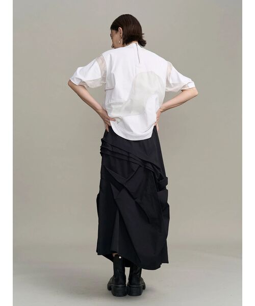 UN3D.（アンスリード）の「SHEER DOCKING T SHIRT / シアードッキングTシャツ（Tシャツ/カットソー・レディース・ブラック/ホワイト・FREE）」の8枚目の写真