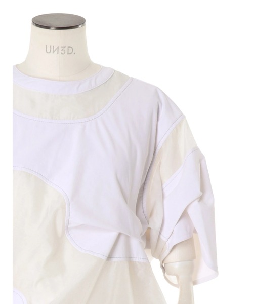 UN3D.（アンスリード）の「SHEER DOCKING T SHIRT / シアードッキングTシャツ（Tシャツ/カットソー・レディース・ブラック/ホワイト・FREE）」の18枚目の写真