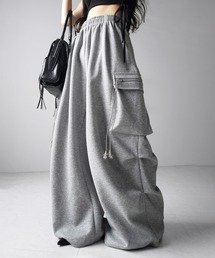 me+em select（ミームセレクト）の「【 ３color ／裾絞り可能２WAY 】ドローコードタックワイドカーゴスウェットパンツ ／ drawcord tuck wide cargo sweatpants（スウェットパンツ）」