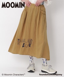 SUPER HAKKA | セルロース麻ツイル「ムーミン一家の朝」刺繍ギャザースカート（裏付き）(スカート)