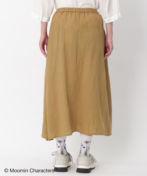 SUPER HAKKA（スーパーハッカ）の「セルロース麻ツイル「ムーミン一家の朝」刺繍ギャザースカート（裏付き）（スカート・レディース・ブラック/キャメル/パープル・FREE）」の5枚目の写真