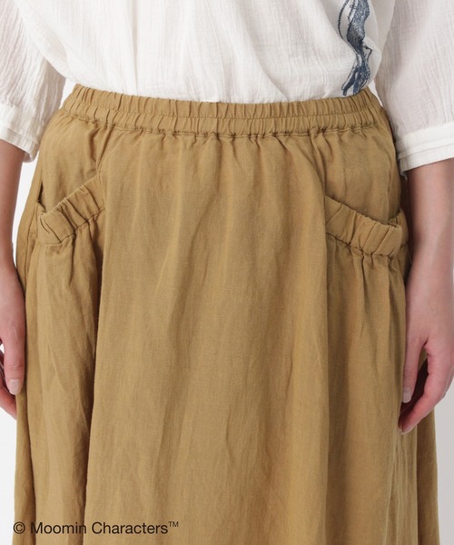 SUPER HAKKA（スーパーハッカ）の「セルロース麻ツイル「ムーミン一家の朝」刺繍ギャザースカート（裏付き）（スカート・レディース・ブラック/キャメル/パープル・FREE）」の7枚目の写真