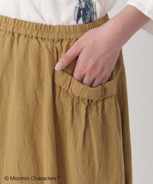 SUPER HAKKA（スーパーハッカ）の「セルロース麻ツイル「ムーミン一家の朝」刺繍ギャザースカート（裏付き）（スカート・レディース・ブラック/キャメル/パープル・FREE）」の8枚目の写真