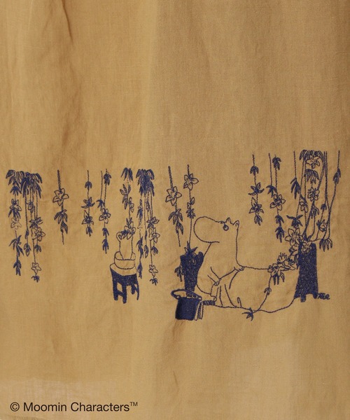 SUPER HAKKA（スーパーハッカ）の「セルロース麻ツイル「ムーミン一家の朝」刺繍ギャザースカート（裏付き）（スカート・レディース・ブラック/キャメル/パープル・FREE）」の10枚目の写真