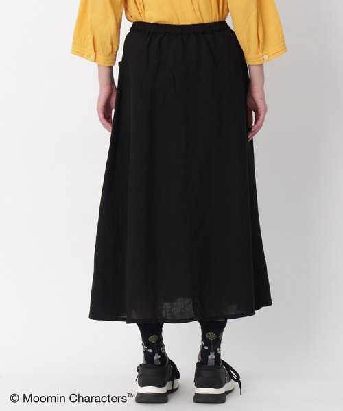 SUPER HAKKA（スーパーハッカ）の「セルロース麻ツイル「ムーミン一家の朝」刺繍ギャザースカート（裏付き）（スカート・レディース・ブラック/キャメル/パープル・FREE）」の16枚目の写真