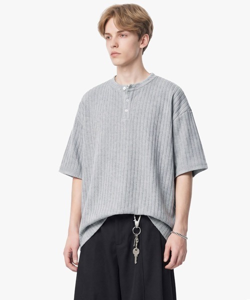 Ressaca（レサーカ）の「オーバーサイズハンドステッチヘンリーネックTシャツ（Tシャツ/カットソー・メンズ・ブラック/グレー・XL/L/M）」の10枚目の写真