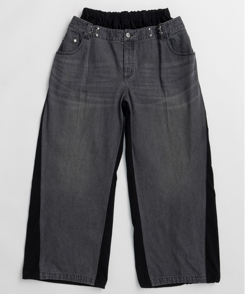 MAISON SPECIAL(メゾンスペシャル)の「2WAY Back French Terry Denim Pants/2WAYバックスウェットデニムパンツ(スウェットパンツ・レディース・ブルー/ブラック・36/38)」の2枚目の写真