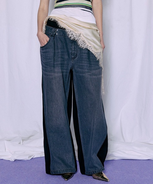 MAISON SPECIAL(メゾンスペシャル)の「2WAY Back French Terry Denim Pants/2WAYバックスウェットデニムパンツ(スウェットパンツ・レディース・ブルー/ブラック・36/38)」の8枚目の写真