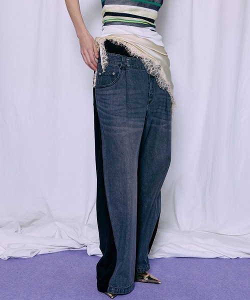 MAISON SPECIAL(メゾンスペシャル)の「2WAY Back French Terry Denim Pants/2WAYバックスウェットデニムパンツ(スウェットパンツ・レディース・ブルー/ブラック・36/38)」の9枚目の写真