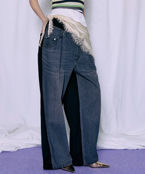MAISON SPECIAL(メゾンスペシャル)の「2WAY Back French Terry Denim Pants/2WAYバックスウェットデニムパンツ(スウェットパンツ・レディース・ブルー/ブラック・36/38)」の10枚目の写真