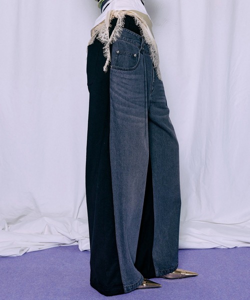 MAISON SPECIAL(メゾンスペシャル)の「2WAY Back French Terry Denim Pants/2WAYバックスウェットデニムパンツ(スウェットパンツ・レディース・ブルー/ブラック・36/38)」の11枚目の写真