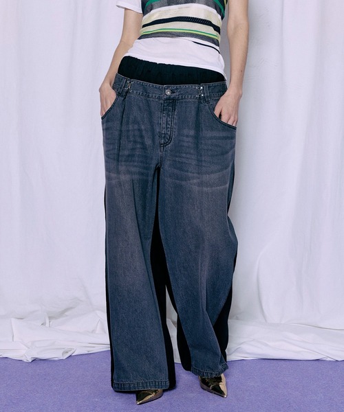 MAISON SPECIAL(メゾンスペシャル)の「2WAY Back French Terry Denim Pants/2WAYバックスウェットデニムパンツ(スウェットパンツ・レディース・ブルー/ブラック・36/38)」の7枚目の写真
