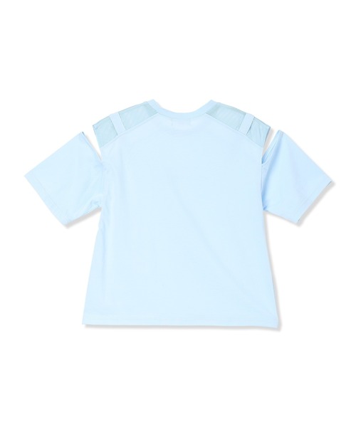 Amourire girl(アムリールガール)の「ハートベルトオープンショルダーメッシュ 半袖 Tシャツ/カットソー(Tシャツ/カットソー・キッズ・ホワイト/ブラック/サックスブルー・160cm/150cm/140cm/130cm)」の5枚目の写真