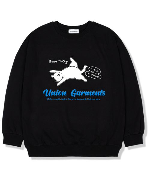 Union Garments(ユニオンガーメンツ)の「ボリングデイ 裏起毛オーバーサイズスウェットシャツ ブラック(スウェット・レディース・その他・L/XL/XXL)」の1枚目の写真