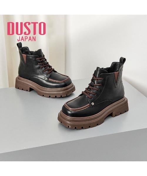 VIBGYOR(ヴィブジョー)の「【DUSTO】"レディス ショートブーツ"(MA)(ブーツ・レディース・ブラック/ベージュ・23.5/24)」の1枚目の写真