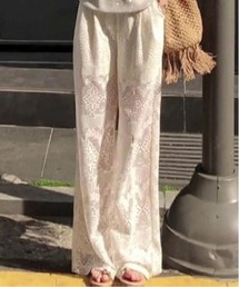 ＆soiree（アンドソワレ）の「総レースとろみストレートパンツ（その他パンツ）」