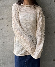 OPEN-KNIT CREW NECK SWEATER(スカシアミクルーネックセーター)