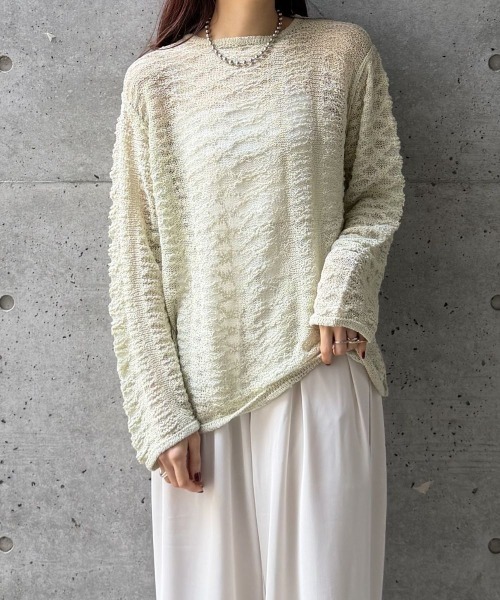 OPEN-KNIT CREW NECK SWEATER（ｽｶｼｱﾐｸﾙｰﾈｯｸｾｰﾀｰ）（ニット/セーター