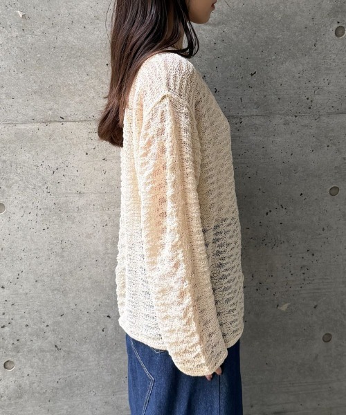 ciel ニット OPEN-KNIT CREW NECK SWEATER（ｽｶｼｱﾐｸﾙｰﾈｯｸｾｰﾀｰ）（ニット/セーター