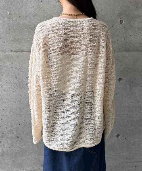 CIEL'AIR(シエルエアー)の「OPEN-KNIT CREW NECK SWEATER(スカシアミクルーネックセーター)(ニット/セーター・レディース・ブラック/アイボリー/ミント・FREE)」の8枚目の写真