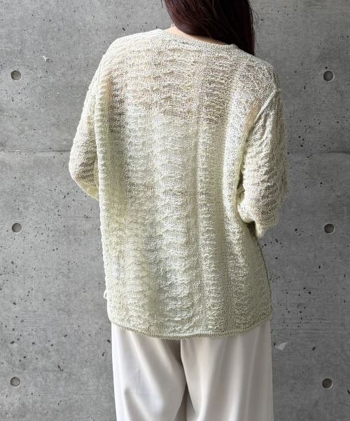 CIEL'AIR(シエルエアー)の「OPEN-KNIT CREW NECK SWEATER(スカシアミクルーネックセーター)(ニット/セーター・レディース・ブラック/アイボリー/ミント・FREE)」の16枚目の写真