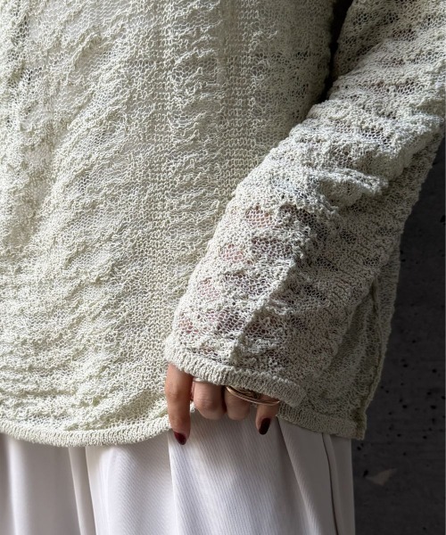 CIEL'AIR(シエルエアー)の「OPEN-KNIT CREW NECK SWEATER(スカシアミクルーネックセーター)(ニット/セーター・レディース・ブラック/アイボリー/ミント・FREE)」の17枚目の写真