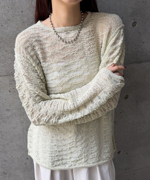 CIEL'AIR(シエルエアー)の「OPEN-KNIT CREW NECK SWEATER(スカシアミクルーネックセーター)(ニット/セーター・レディース・ブラック/アイボリー/ミント・FREE)」の18枚目の写真