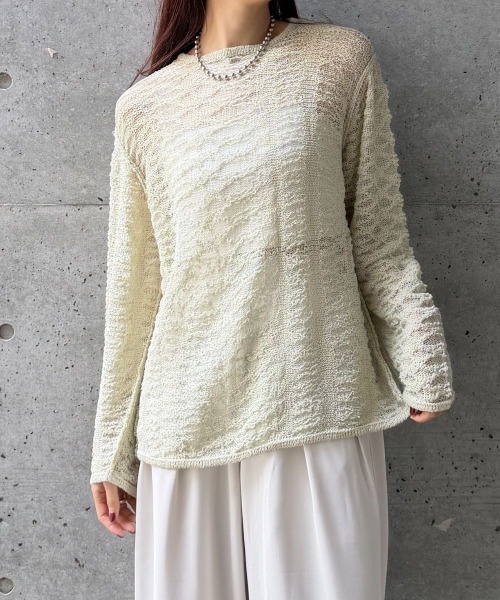 CIEL'AIR(シエルエアー)の「OPEN-KNIT CREW NECK SWEATER(スカシアミクルーネックセーター)(ニット/セーター・レディース・ブラック/アイボリー/ミント・FREE)」の19枚目の写真