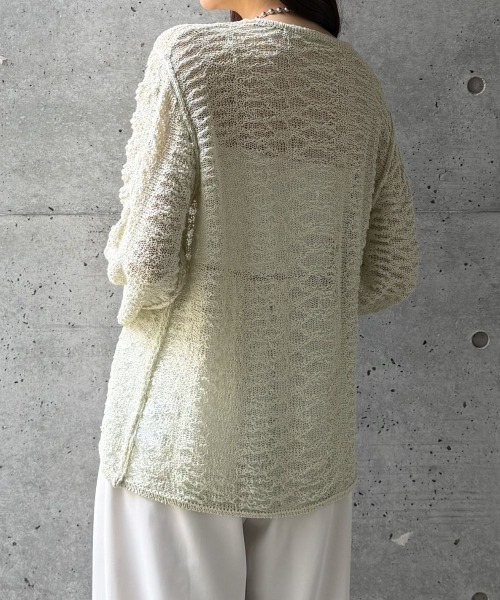 CIEL'AIR(シエルエアー)の「OPEN-KNIT CREW NECK SWEATER(スカシアミクルーネックセーター)(ニット/セーター・レディース・ブラック/アイボリー/ミント・FREE)」の20枚目の写真