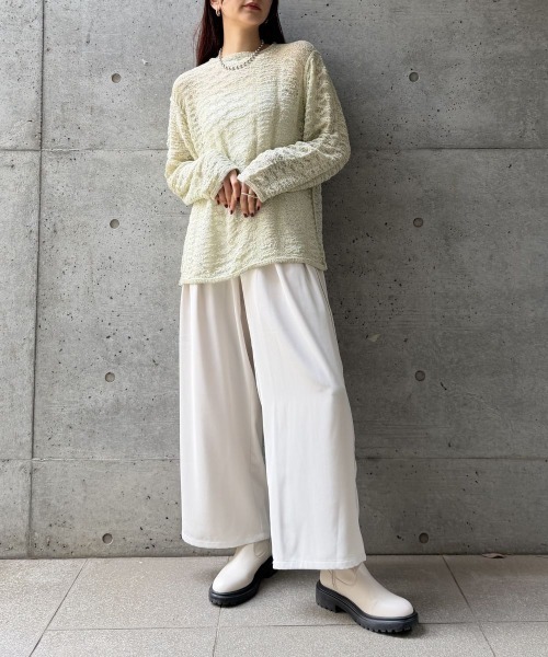 CIEL'AIR(シエルエアー)の「OPEN-KNIT CREW NECK SWEATER(スカシアミクルーネックセーター)(ニット/セーター・レディース・ブラック/アイボリー/ミント・FREE)」の14枚目の写真