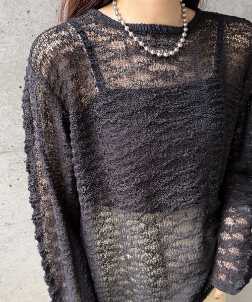 OPEN-KNIT CREW NECK SWEATER（ｽｶｼｱﾐｸﾙｰﾈｯｸｾｰﾀｰ）（ニット/セーター