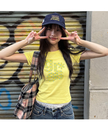 [グレース] レディース ドット スリム 半袖Tシャツ_イエロー