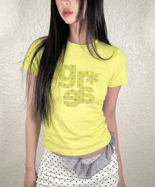 GRAVER（グレーバー）の「[グレース] レディース ドット スリム 半袖Tシャツ_イエロー（Tシャツ/カットソー・レディース・イエロー・X-SMALL）」の2枚目の写真