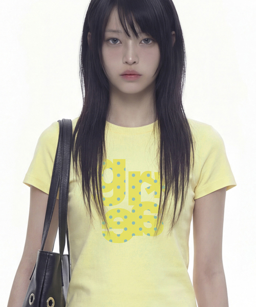 GRAVER（グレーバー）の「[グレース] レディース ドット スリム 半袖Tシャツ_イエロー（Tシャツ/カットソー・レディース・イエロー・X-SMALL）」の3枚目の写真