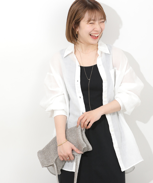 JOURNAL STANDARD relume（ジャーナルスタンダード　レリューム）の「ガーメントダイラミービッグシャツ（シャツ/ブラウス・レディース・ブラック/ベージュ/ピンク/ブラウン/ホワイト・FREE）」の2枚目の写真