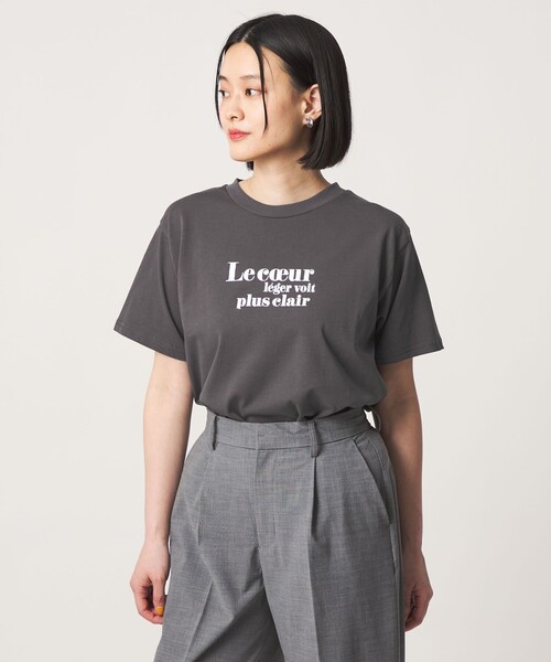 A DAY IN THE LIFE UNITED ARROWS(アデイインザライフユナイテッドアローズ)の「ハクプリント ショートスリーブTシャツ <A DAY IN THE LIFE>(Tシャツ/カットソー・レディース・ダークグレー/オフホワイト/ナチュラル・FREE)」の12枚目の写真